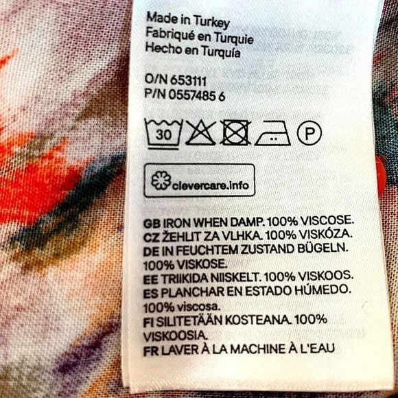 H&M Watercolor Floral Shift Dress Women Size 6 Bell Sleeves Casual Viscose - Picture 16 of 16